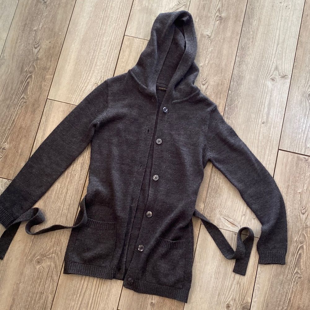 Tomfoolery Size Small Gray Hooded Cardigan Womens